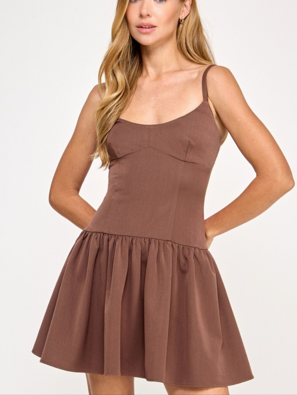 Seni&Cade adorable Brown Sleeveless Fit & Flare mini Dress jr size M NWTS